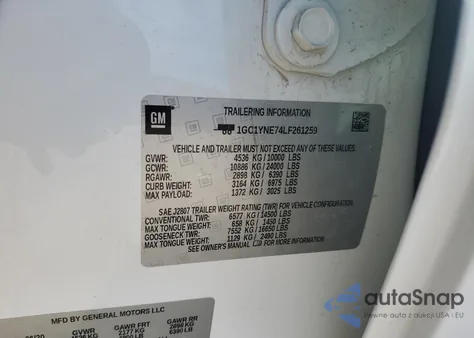 2020 Chevrolet Silverado K2500 Heavy Duty Lt из США, поврежденный, VIN 1GC1YNE74LF261259